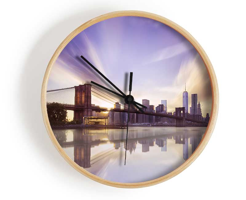 Dreamy NYC view bridge Clock - Wallart-Direct UK