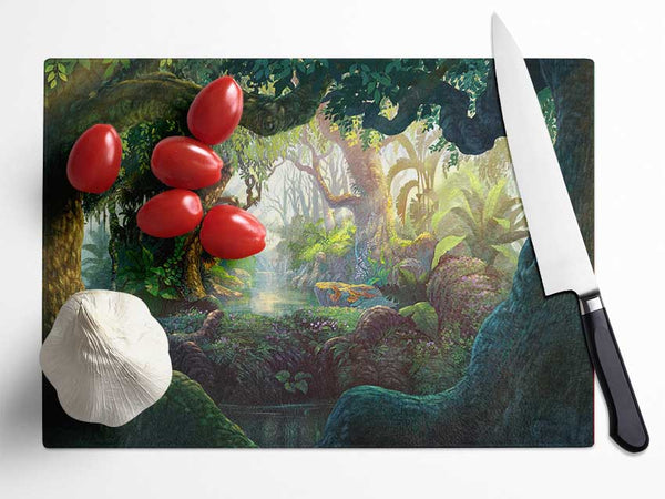 Digital Art jungle Glass Chopping Board