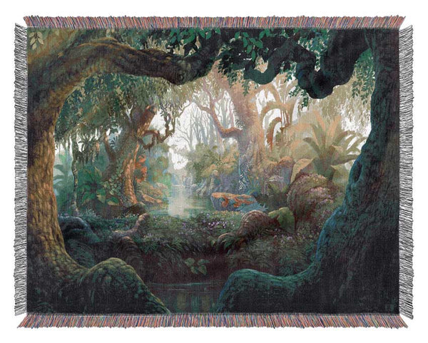 Digital Art jungle Woven Blanket