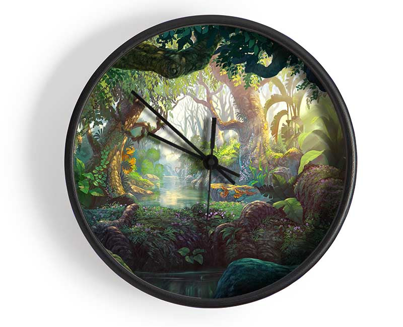 Digital Art jungle Clock - Wallart-Direct UK