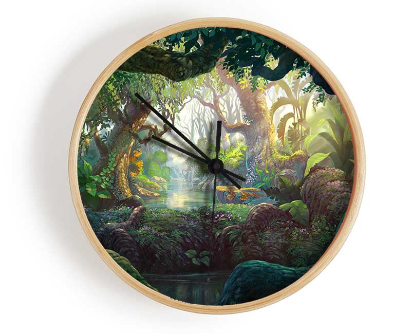 Digital Art jungle Clock - Wallart-Direct UK