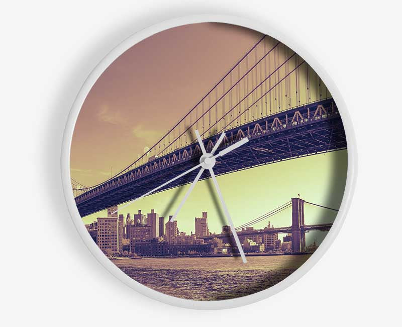 Vintage Bridge in sepia Clock - Wallart-Direct UK