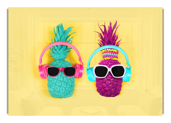 Pineapple Colours and headphones