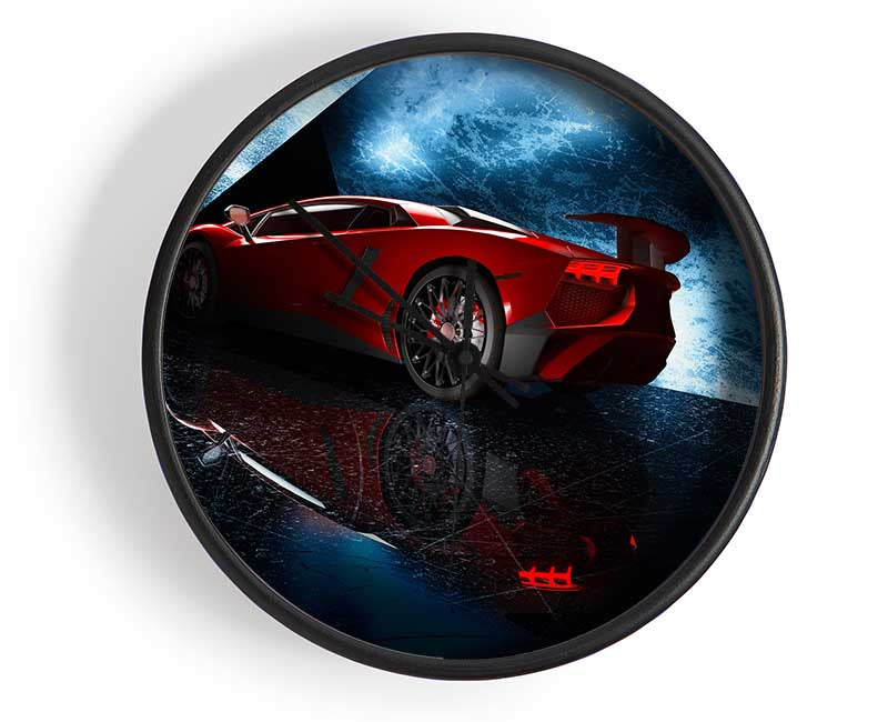 Red Supercar stanced Clock - Wallart-Direct UK