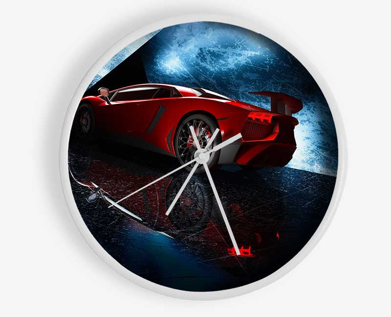 Red Supercar stanced Clock - Wallart-Direct UK