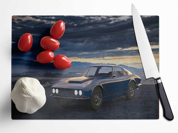 Retro Car in the clouds Glass Chopping Board