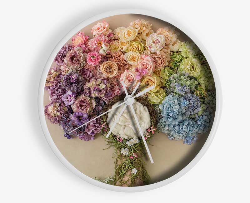 Tree made of roses Clock - Wallart-Direct UK