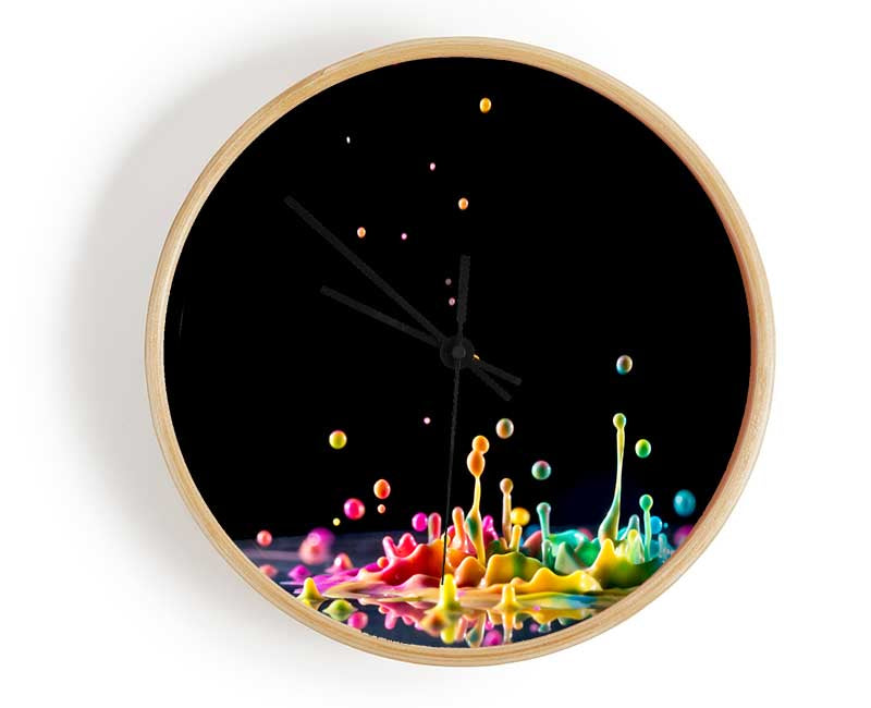 Colour splashes on a surface Clock - Wallart-Direct UK