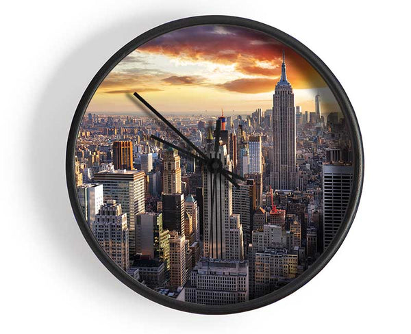 City in the sun rise skyscrapers Clock - Wallart-Direct UK