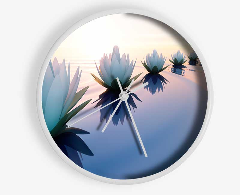 Waterlillies lined up Clock - Wallart-Direct UK