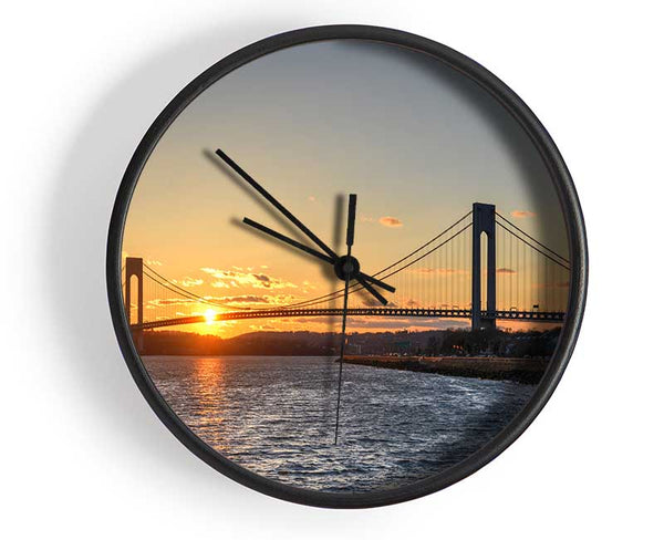 Overlooking the bridge above the sea Clock - Wallart-Direct UK