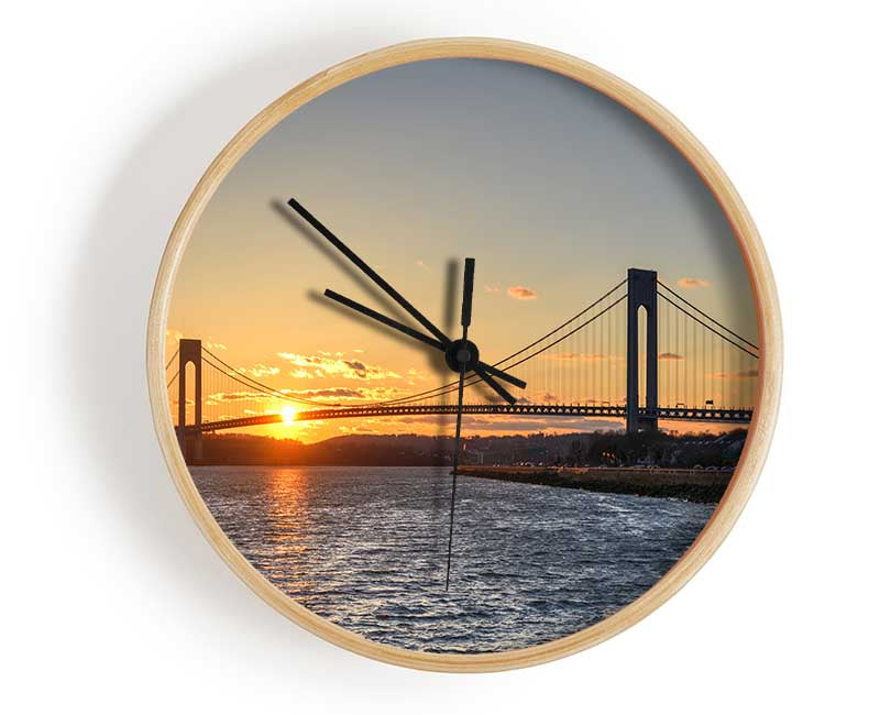 Overlooking the bridge above the sea Clock - Wallart-Direct UK