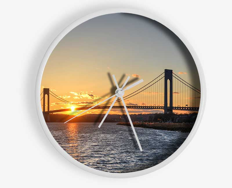 Overlooking the bridge above the sea Clock - Wallart-Direct UK