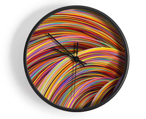 Colourful tubes curving in formation Clock - Wallart-Direct UK