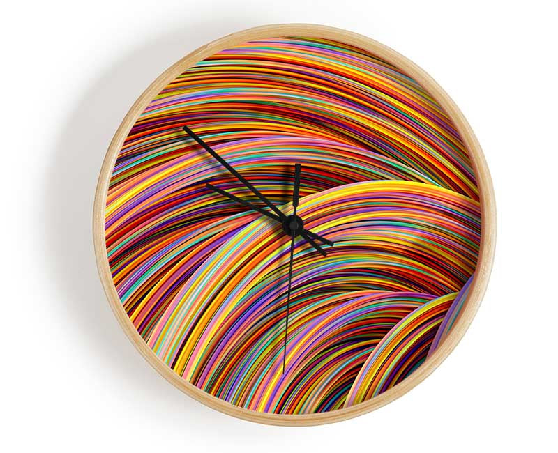 Colourful tubes curving in formation Clock - Wallart-Direct UK