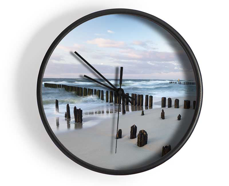 Rough seas on the beach Clock - Wallart-Direct UK