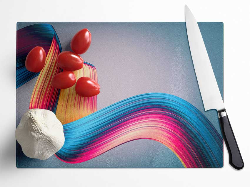 Ribbon of colour and light Glass Chopping Board