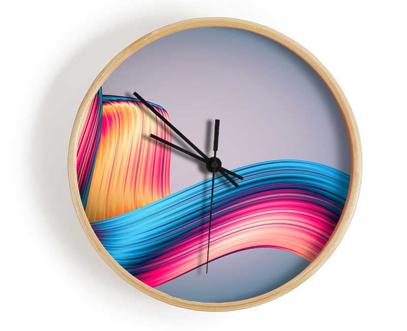 Ribbon of colour and light Clock - Wallart-Direct UK