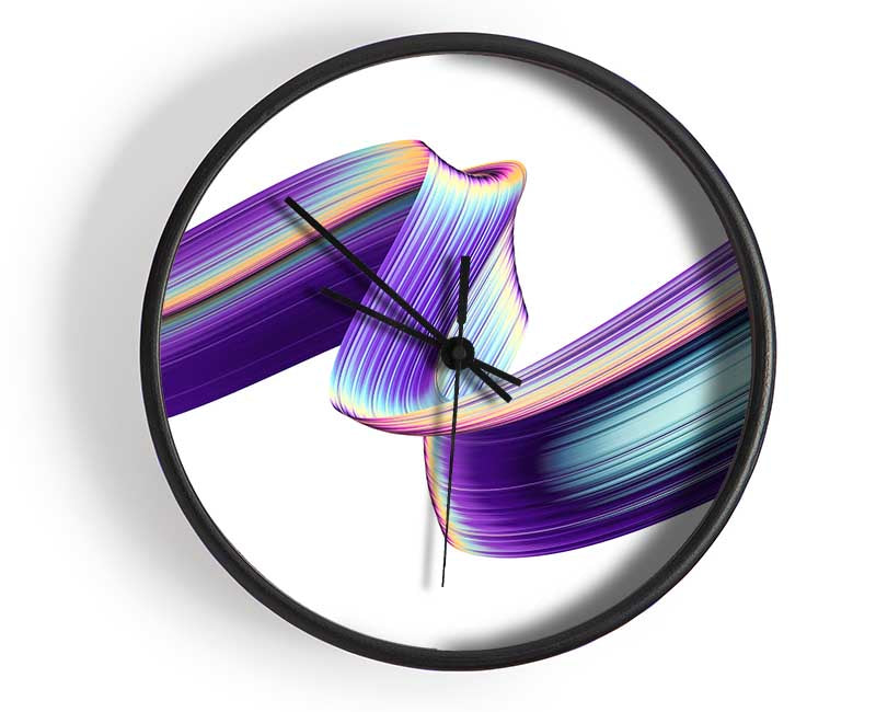 Ribbon of purple neon light Clock - Wallart-Direct UK