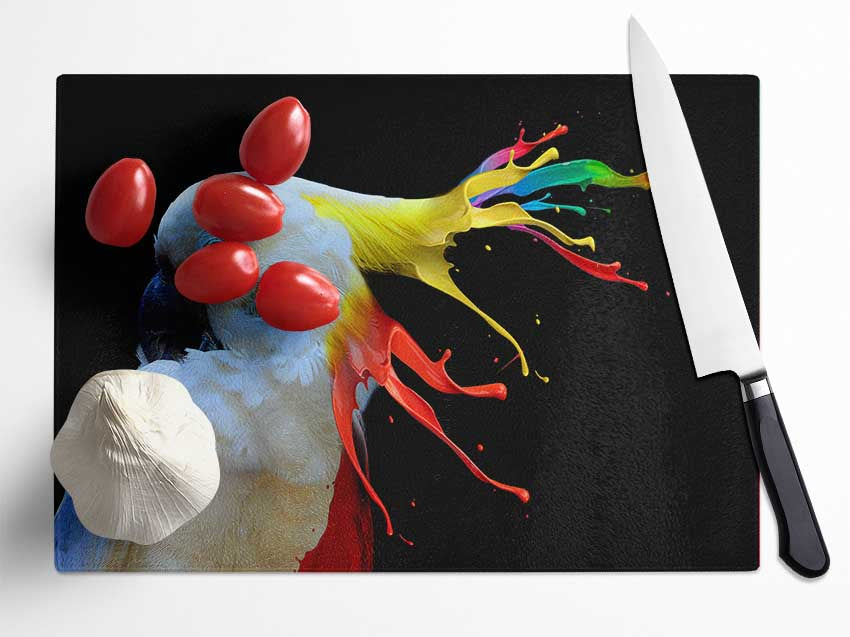 cockatoo colour splash Glass Chopping Board