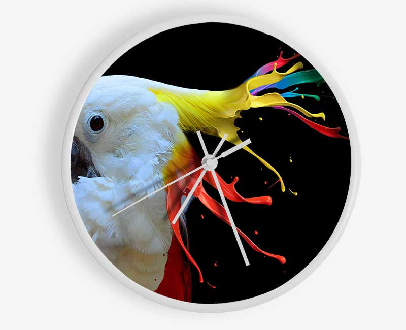 cockatoo colour splash Clock - Wallart-Direct UK