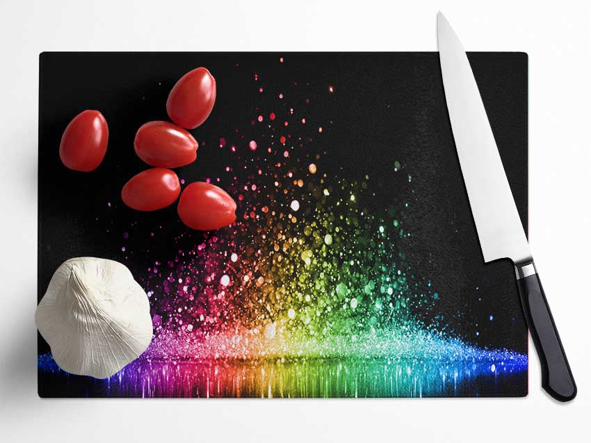 Bouncing colour splash Glass Chopping Board