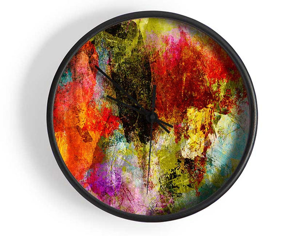 Splash of grunge colour Clock - Wallart-Direct UK