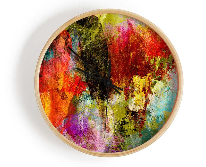 Splash of grunge colour Clock - Wallart-Direct UK