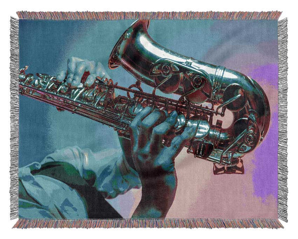 Saxaphone player fade Woven Blanket