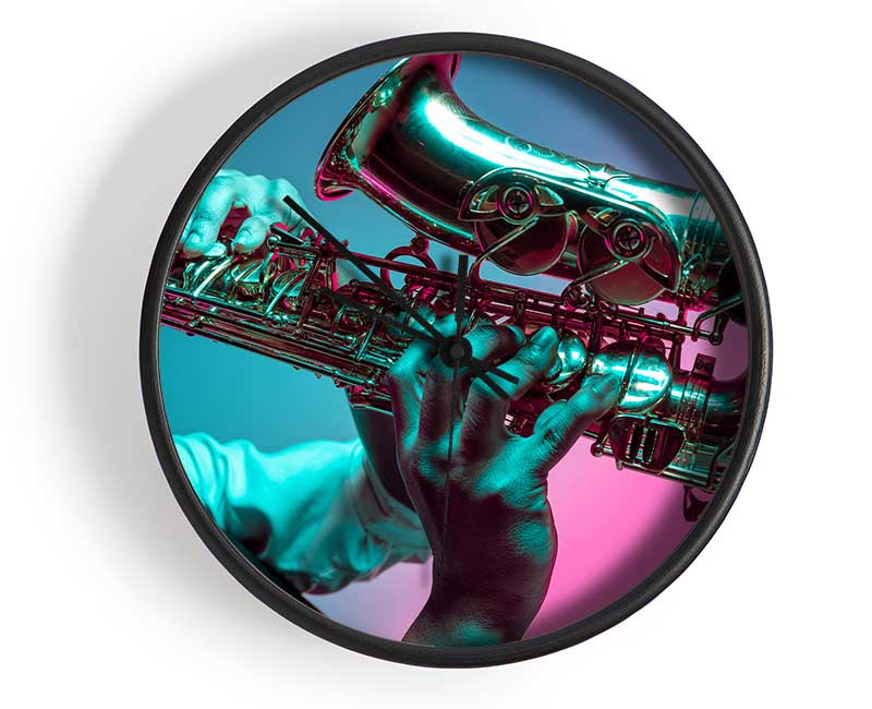 Saxaphone player fade Clock - Wallart-Direct UK