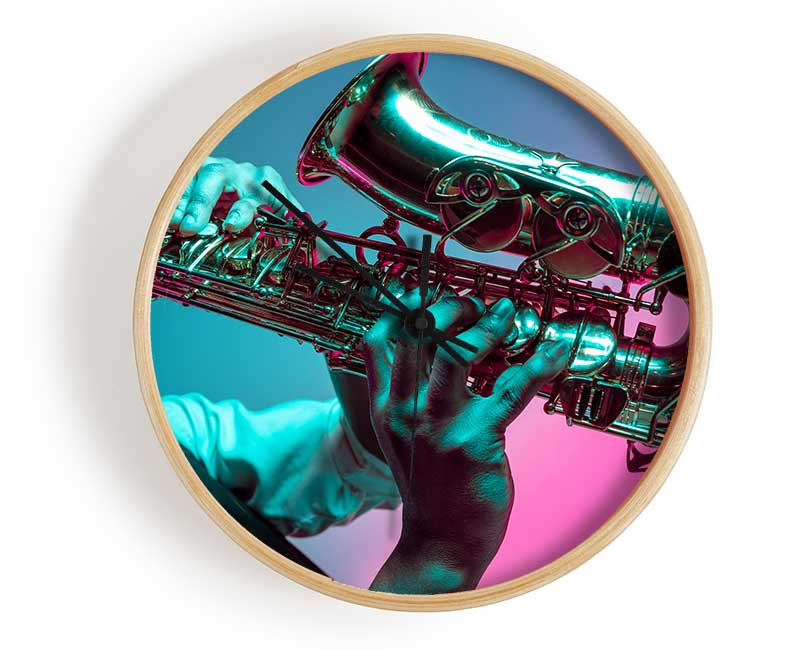 Saxaphone player fade Clock - Wallart-Direct UK