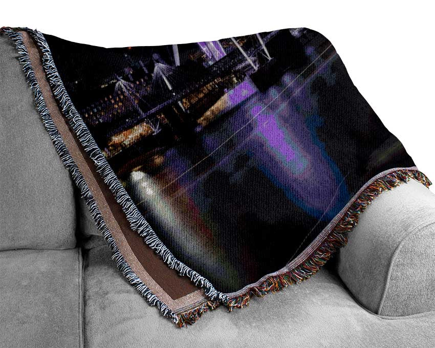 London at night light trails Woven Blanket