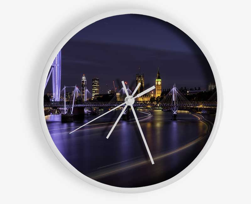 London at night light trails Clock - Wallart-Direct UK