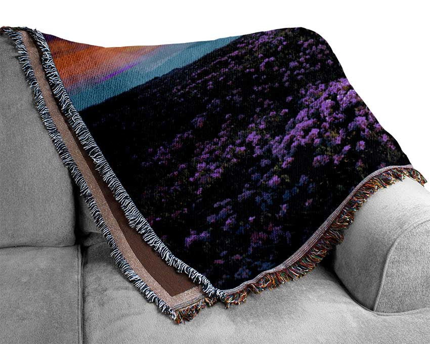 Purple Meadow mountains Woven Blanket