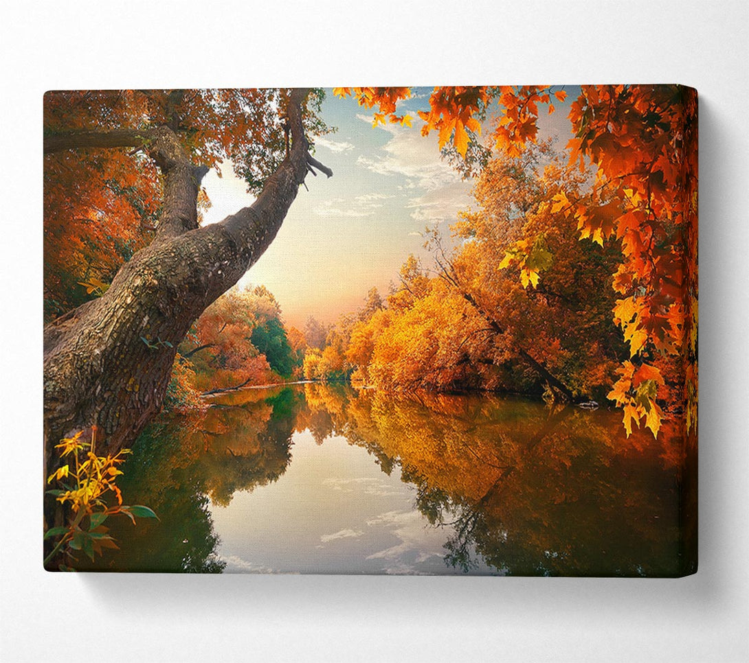 Picture of Perfect Autumn lake Canvas Print Wall Art