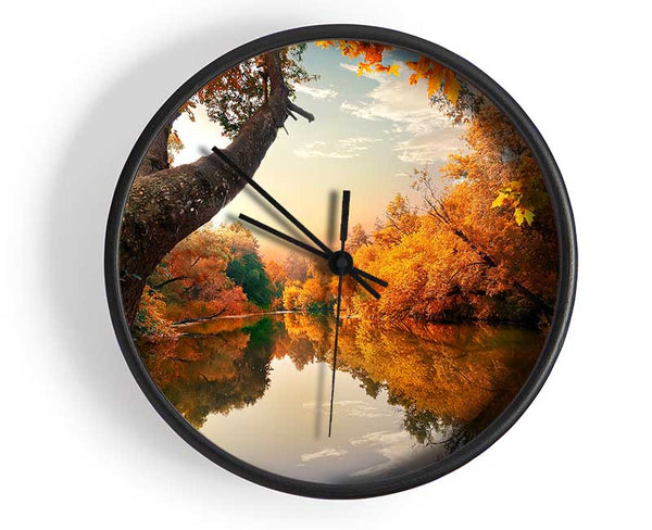 Perfect Autumn lake Clock - Wallart-Direct UK