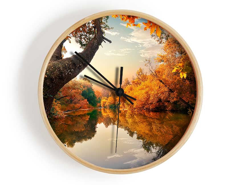 Perfect Autumn lake Clock - Wallart-Direct UK