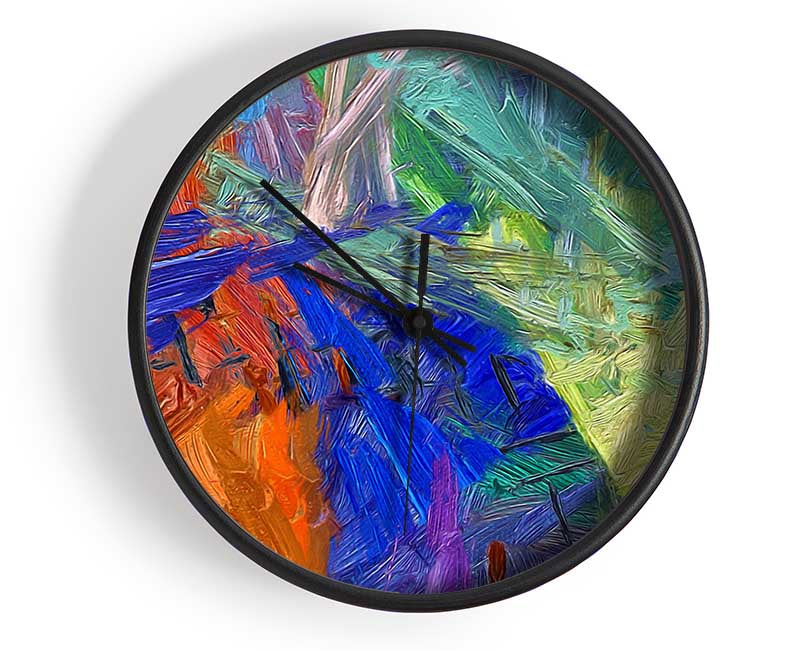 Mad Brush strokes of colour Clock - Wallart-Direct UK