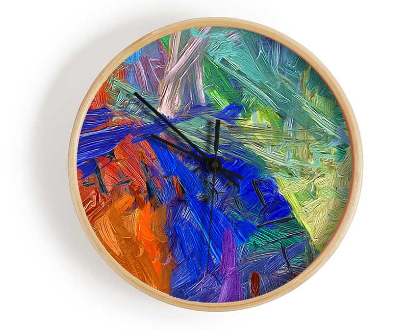 Mad Brush strokes of colour Clock - Wallart-Direct UK