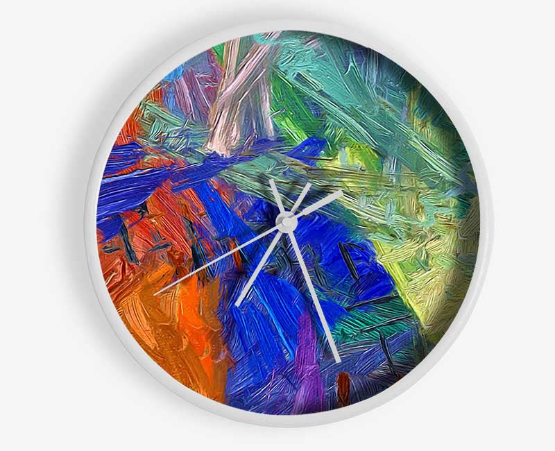 Mad Brush strokes of colour Clock - Wallart-Direct UK