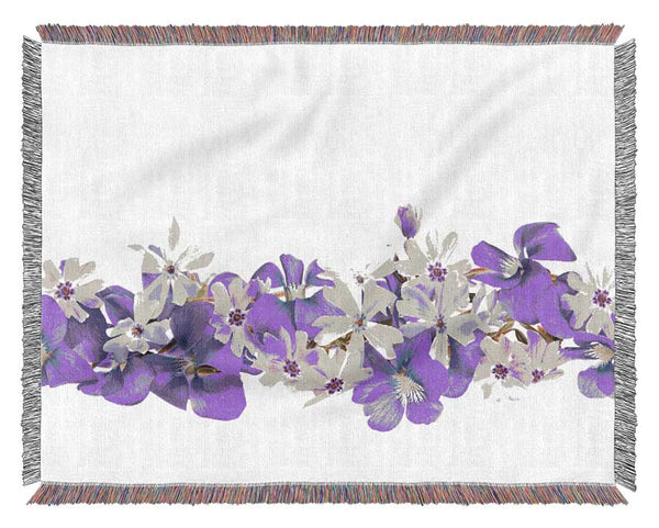 Pink and violet flowers laid out Woven Blanket