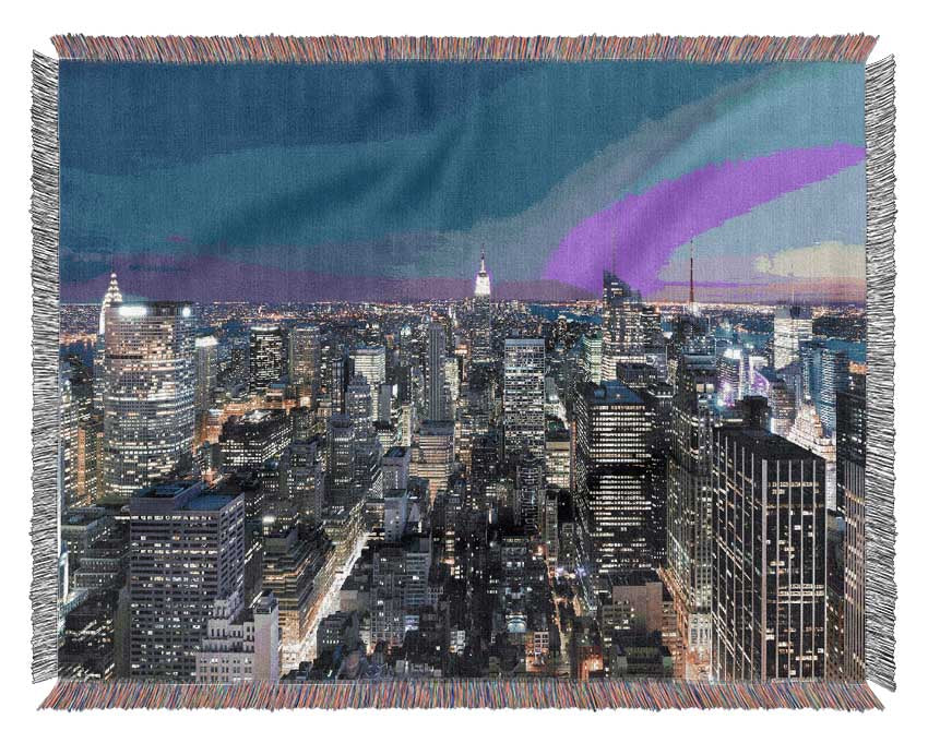 City at night and lights Woven Blanket