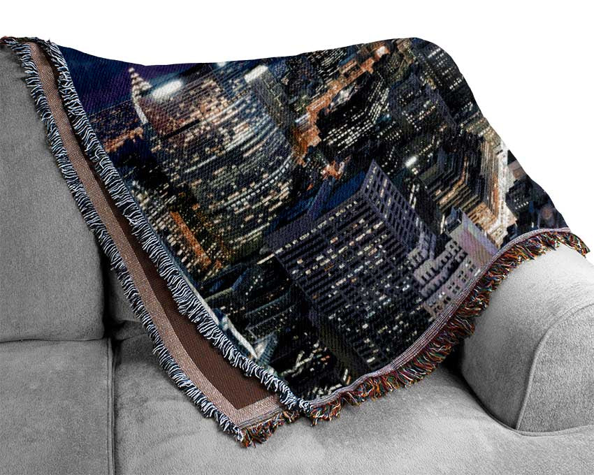 City at night and lights Woven Blanket