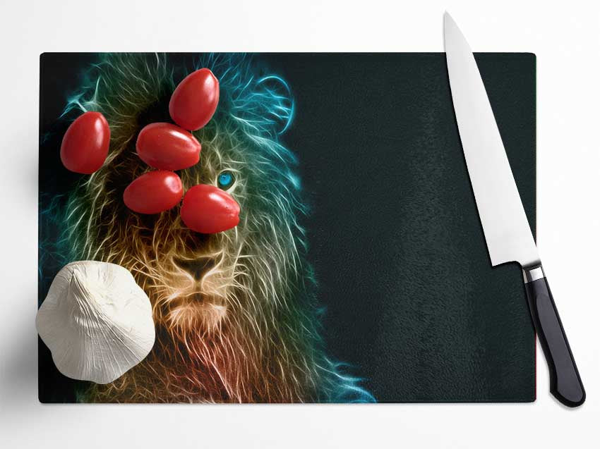 Light infused lion Glass Chopping Board