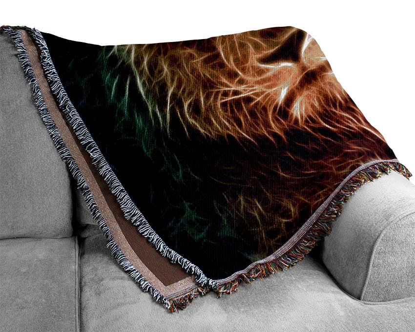 Light infused lion Woven Blanket