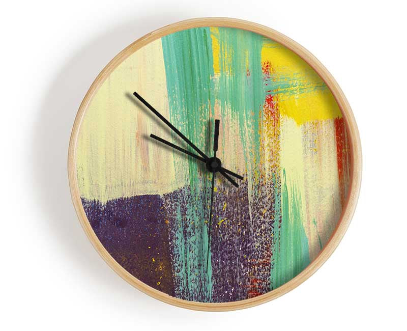 Thick coloured brush strokes Clock - Wallart-Direct UK