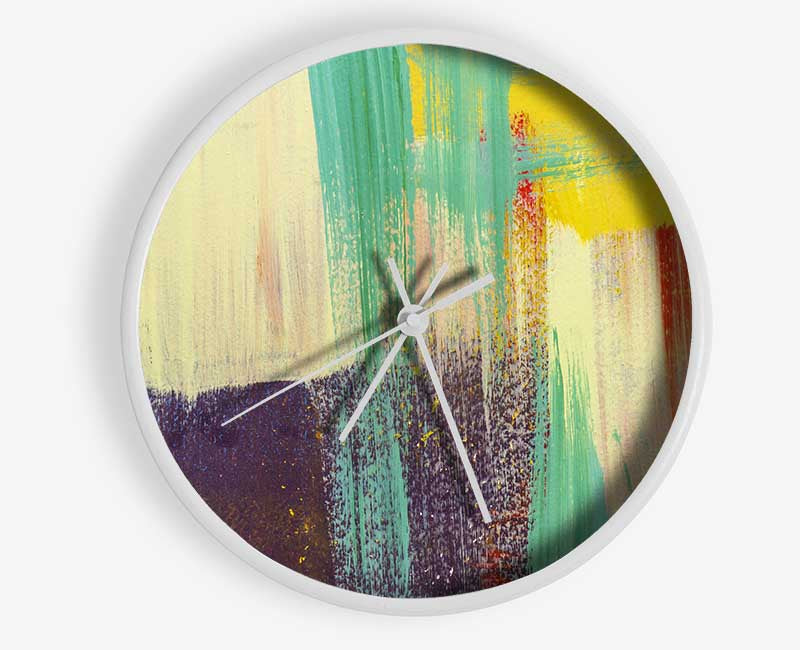 Thick coloured brush strokes Clock - Wallart-Direct UK