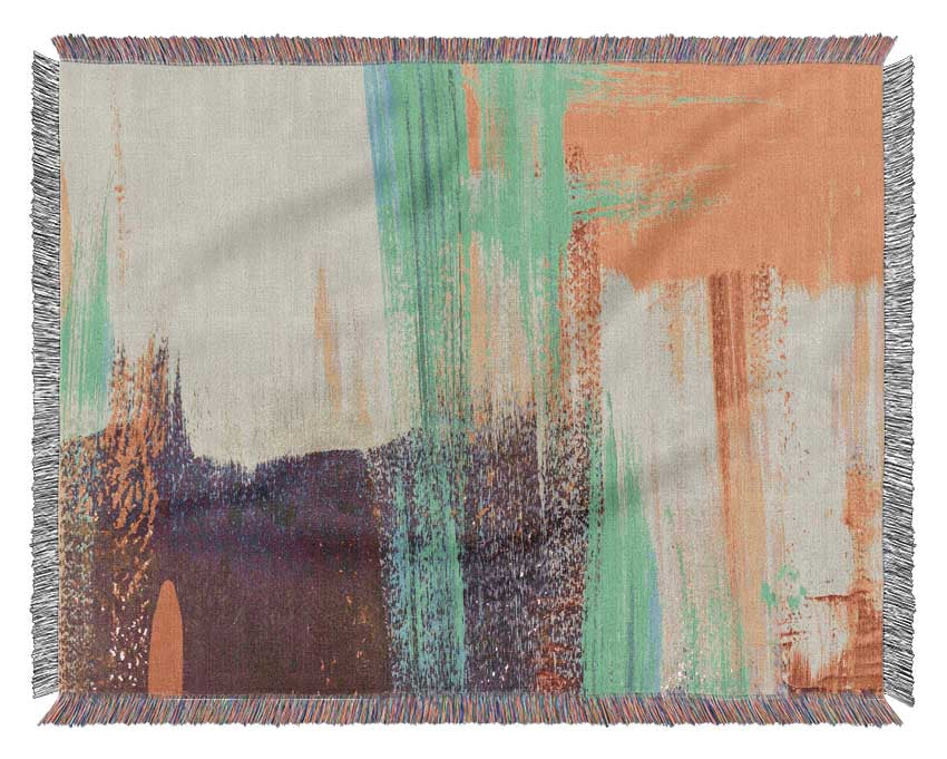 Thick coloured brush strokes Woven Blanket