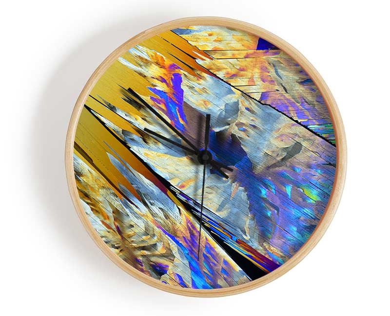 Neon Burnt Fractured colours Clock - Wallart-Direct UK