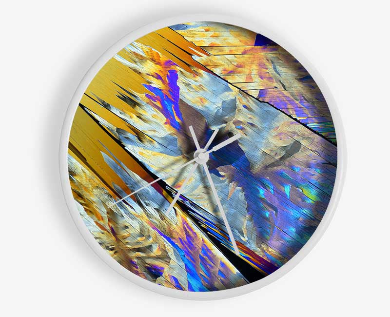 Neon Burnt Fractured colours Clock - Wallart-Direct UK